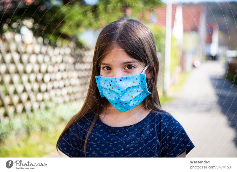 Girl wearing homemade protective mask masks protective masks human human being human beings humans person persons 1 one person only only one person children kid