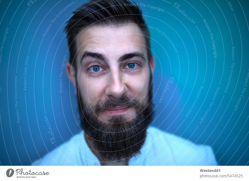 Portrait of bearded man in blue light human human being human beings humans person persons caucasian appearance caucasian ethnicity european 1 one person only