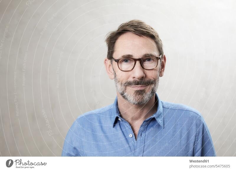 Portrait of a smiling man, Best Ager shirts Eye Glasses Eyeglasses specs spectacles smile delight enjoyment Pleasant pleasure happy pleased experienced