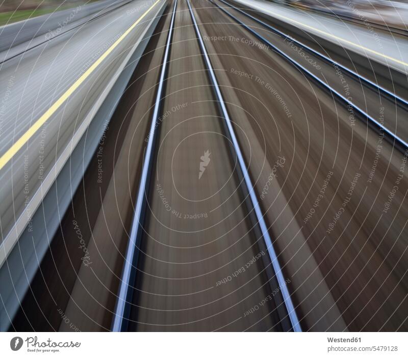 Austria, Blurred Railroad Tracks Speed Tempo on the move on the go motion moving Move rail rails the way forward journey travelling voyage rail route