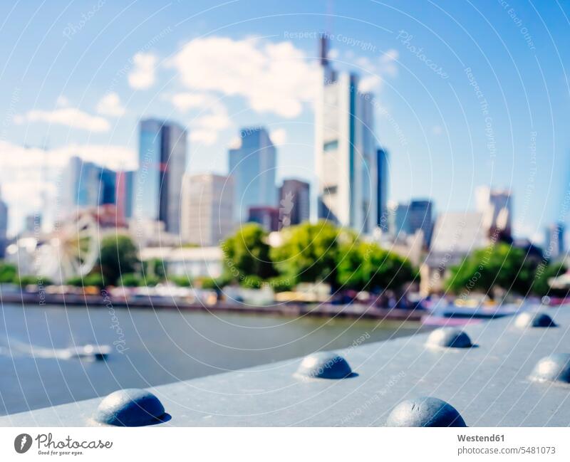 Germany, Frankfurt, blurred view to skyline from Eiserner Steg urban urbanity day daylight shot daylight shots day shots daytime modern contemporary