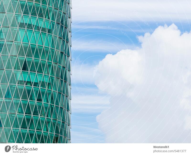 Germany, Frankfurt, part of facade of Westhafen Tower modern contemporary office building office buildings office tower office towers metropolis facade design