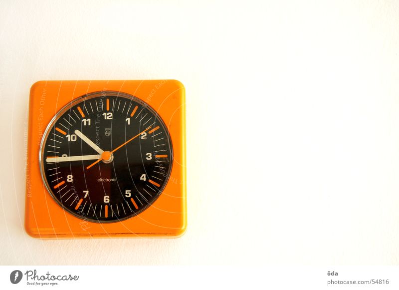 new age Clock Time Retro Wall clock Sixties Seventies Orange Clock hand