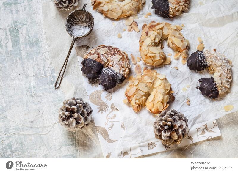 Home-baked Christmas cookies, almond crescents with powdered sugar Christmas Cookie Christmas Cookies Christmas Biscuits baking icing sugar christmas time