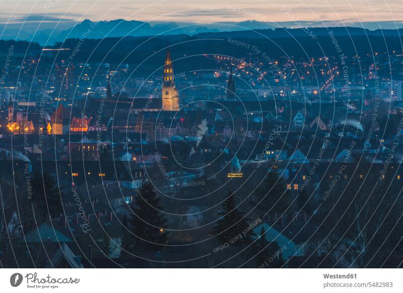 Germany, Constance, cityscape with Constance minster in the evening View Vista Look-Out outlook Travel destination Destination Travel destinations Destinations