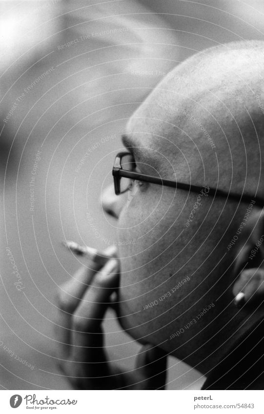 Jan Portrait photograph Silhouette Eyeglasses Break Bald or shaved head Face Profile Smoking Earring Head