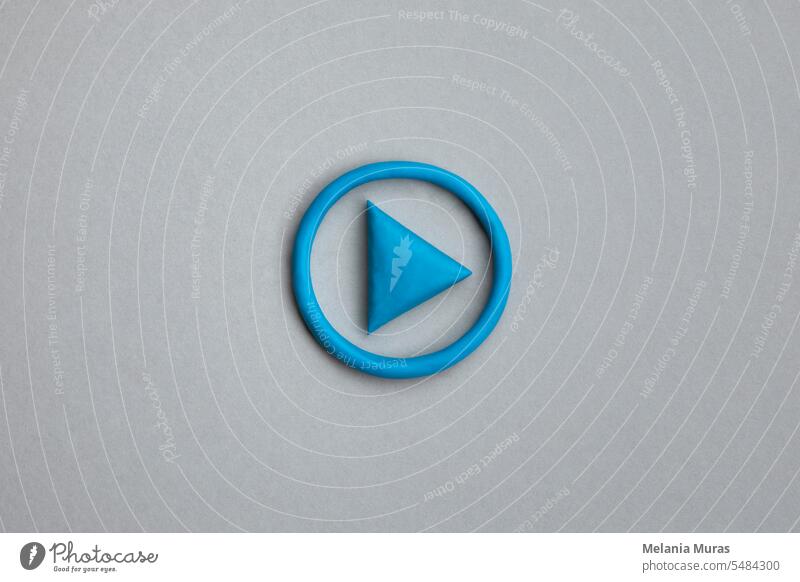 3d simple play button, 3d media play sign on grey background. Plasticine object. Control panel concept. arrow audio broadcast business circle clay click clip