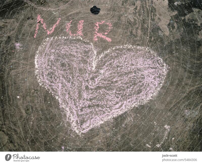 Only ♥️ only Heart (symbol) Emotions With love Chalk drawing Street art negative vs. positive Love Word German Display of affection Declaration of love