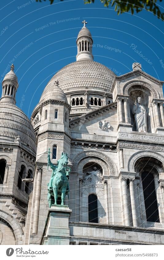Beautiful famous church Sacre Coeur in Paris basilica france white cupola heart sacred facade paris sacred heart detail ornate statue montmartre coeur