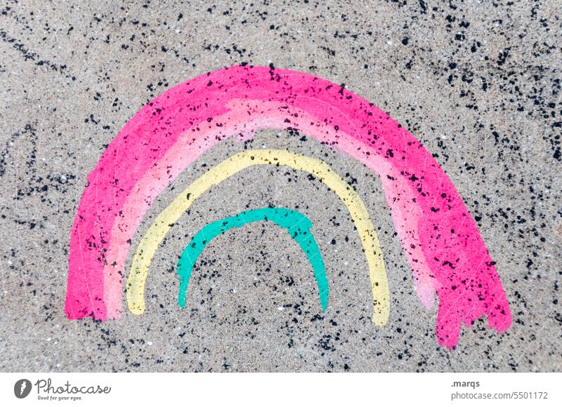rainbow Rainbow Multicoloured Wall (building) Spectral Joie de vivre (Vitality) Contentment Happy pretty Graffiti Infancy Close-up Colour Creativity fun game