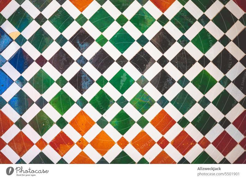 colored mosaic tiles from Andalusia Spain Andalucia Tile Pattern colourful Tradition Granada Floor covering Design style Architecture Structures and shapes