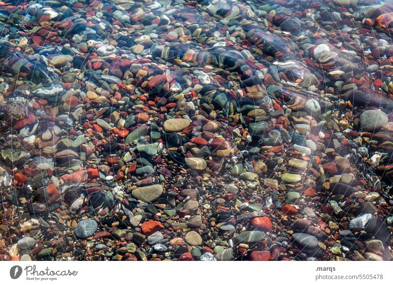 pebble Pattern Gravel beach Ocean Structures and shapes Beach Nature coast Close-up Background picture Stone Black stones Pebble beach Water Wet colourful Many