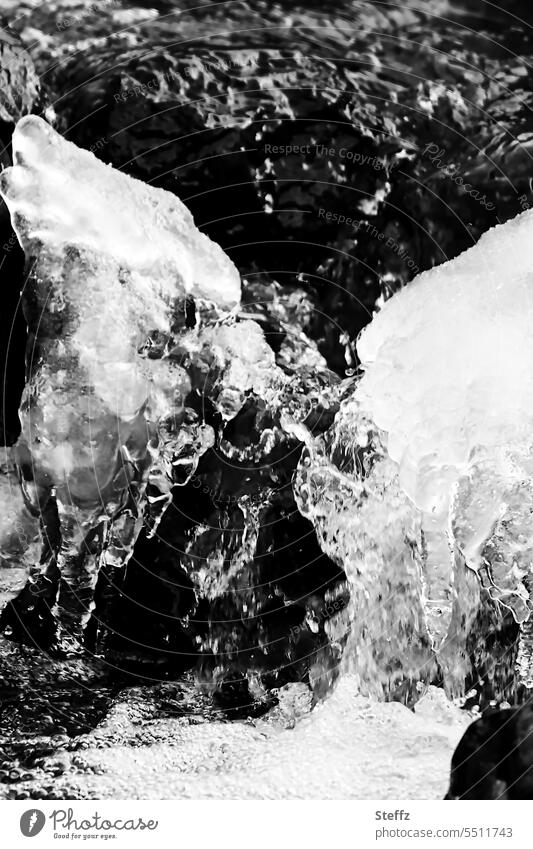 Ice formations at the waterfall in Iceland ice formation shape ice shape natural forms abstraction cryptic Icelandic Abstract iced chill Icicle Cold Frozen