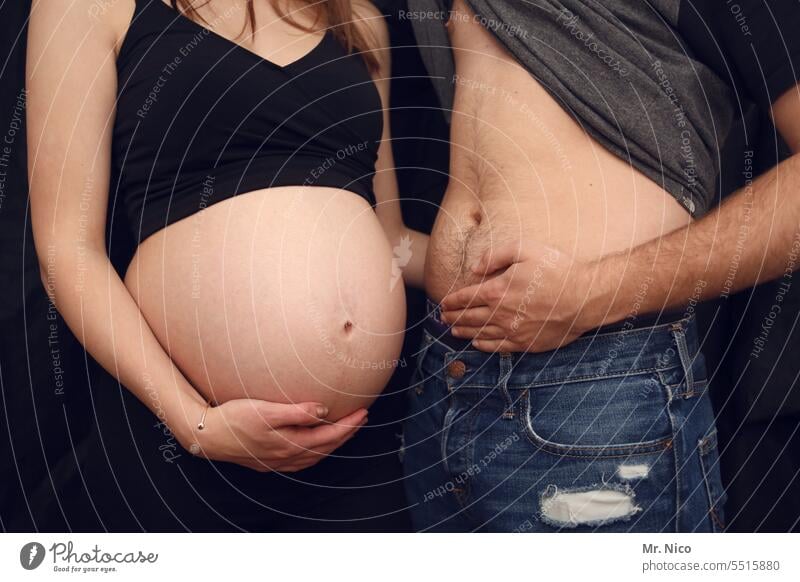 Pregnant together Stomach Anticipation Spherical Hope Joie de vivre (Vitality) Birth Baby Offspring Happy Responsibility Baby bump Skin Mother parenthood