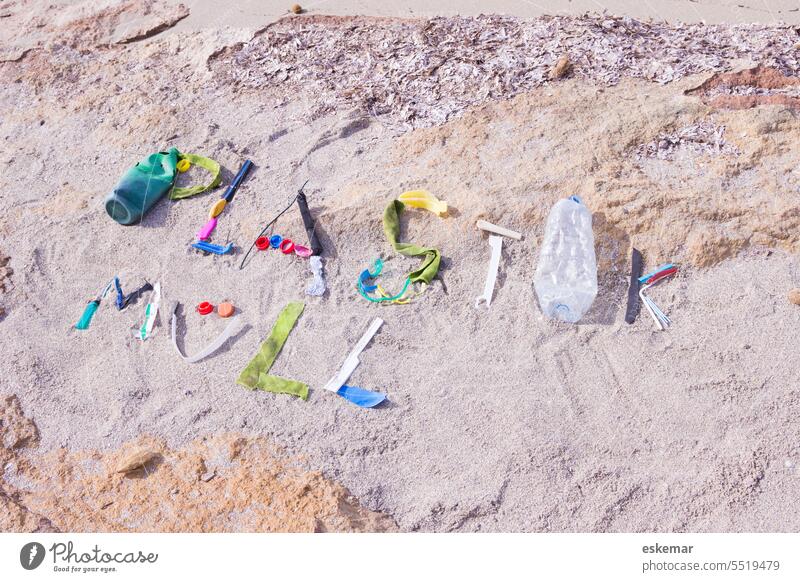 plastic waste Ocean ocean Trash Water Beach Environment soiling Word writing lettering nobody Plastic Environmental pollution Packaging Plastic packaging