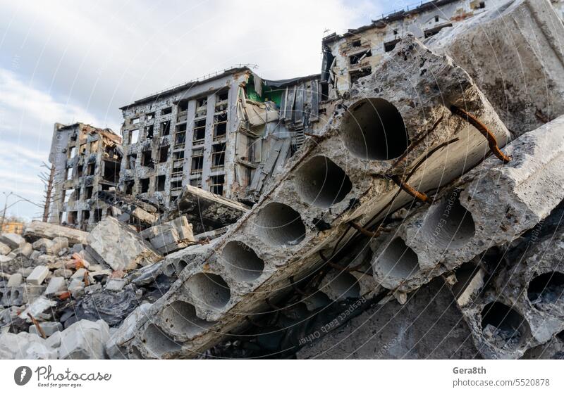 destroyed and burned houses in the city Russia Ukraine war Donetsk Kherson Kyiv Lugansk Mariupol Zaporozhye abandon abandoned attack bakhmut blown up