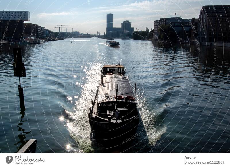 When there is a traffic jam on the A9 again River Navigation ship Beautiful weather Panorama (View) river cruise River cruise Freedom Town Watercraft Back-light