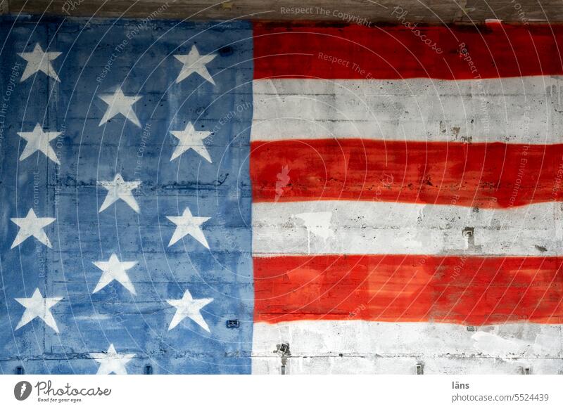 Lost Land Love lll Stars and Stripes American Flag Wall (building) Concrete USA flag Patriotism Ensign Americas patriotically