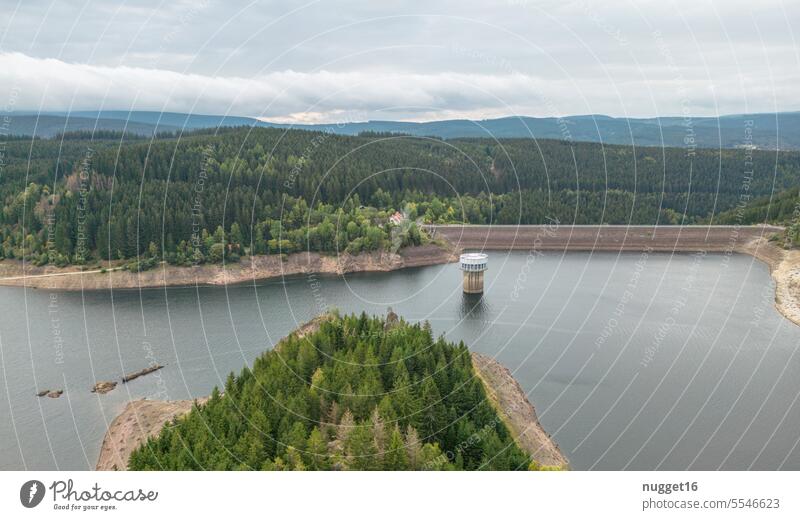 Schmalwasser Dam in the Thuringian Forest River dam Water Drinking water water scarcity lack of water Thueringer Wald Hiking hiking Mountain biking Trip