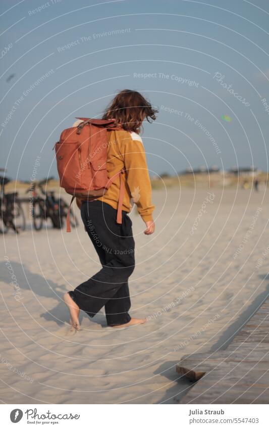 oh I don't want to go home yet Beach Footbridge Sand Summer Summer vacation travel Walking children Vacation & Travel Backpack Walk on the beach Nature