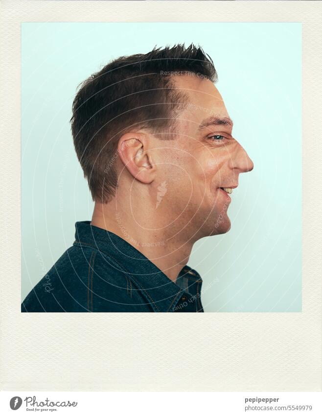confusing self portrait, from side and front in one shot Polaroid Self Portrait Self-portrait Face at the front side view Side Sideways glance Man photo