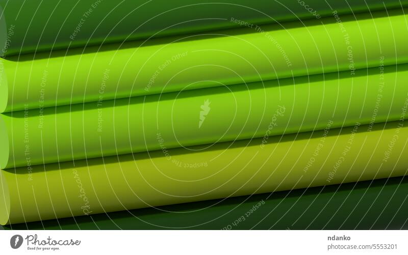 Green inflated lines with a shiny surface, 3D rendering illustration green background graphic nobody row shape smooth soft stripe striped