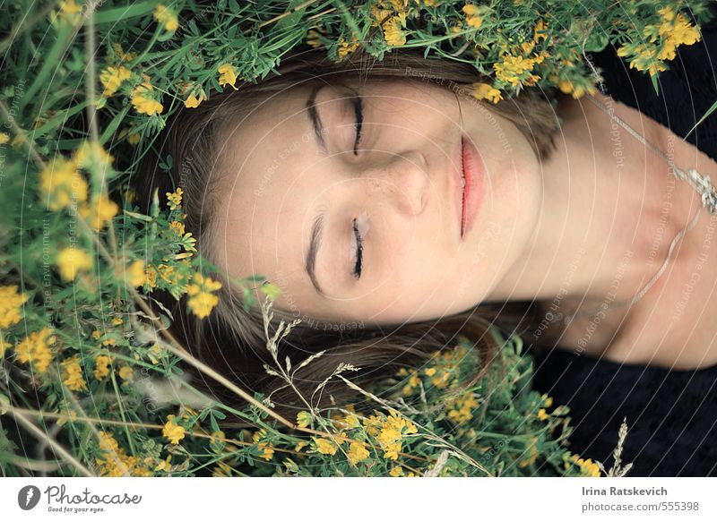 sleeping beauty Young woman Youth (Young adults) Skin Head Hair and hairstyles Face Eyes Nose Mouth Lips 1 Human being 18 - 30 years Adults Nature Summer Plant