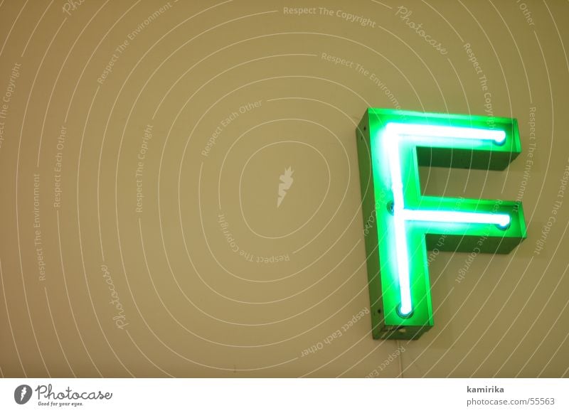 f*** Neon sign Neon light Green Electric Electronic Letters (alphabet) Lamp Light ef eff Illuminate
