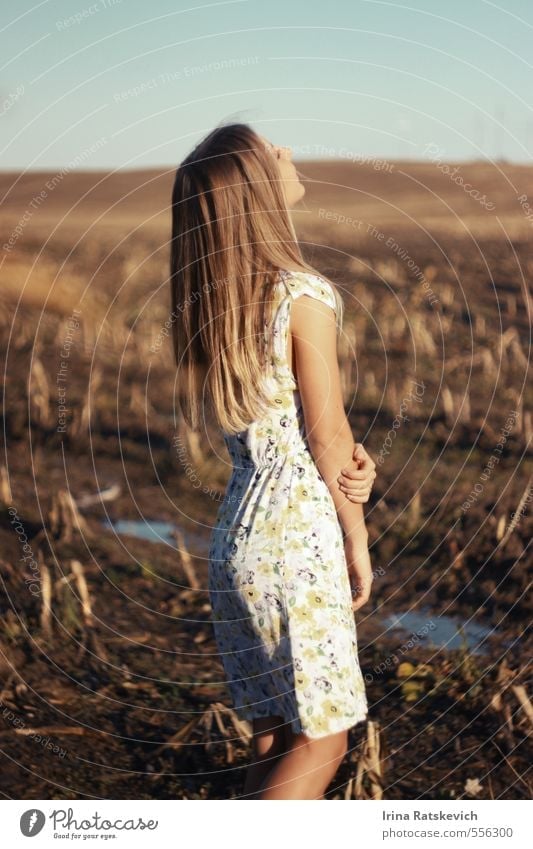 dreamy mood Young woman Youth (Young adults) Body Hair and hairstyles 1 Human being 18 - 30 years Adults Nature Landscape Earth Sky Sunlight Autumn