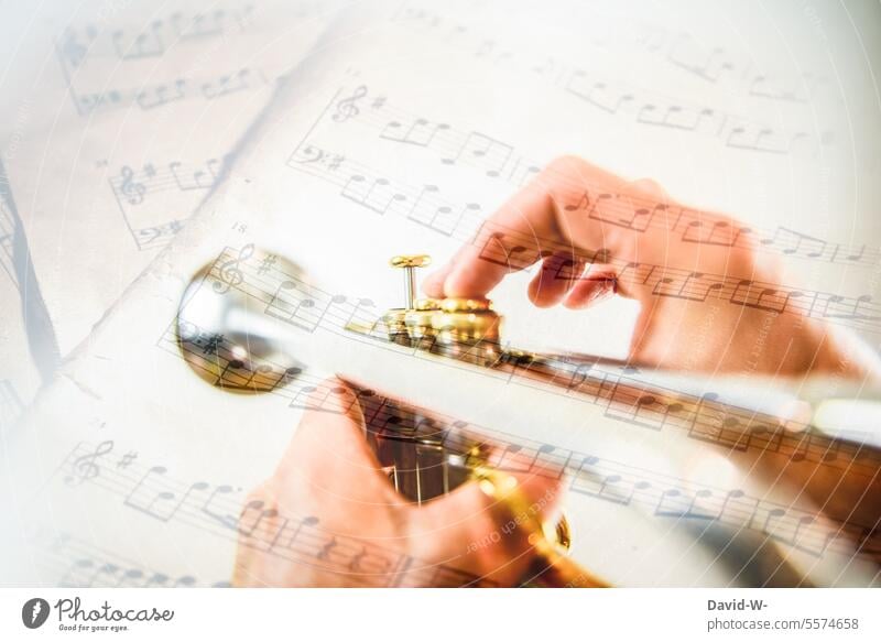 make music - musician with musical instrument and sheet music Musician Make music Trumpet Musical instrument Sound Melody Art Culture Creativity Artistic