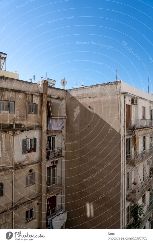 Backyard In Athens Exterior shot Facade Deserted Building Old town Downtown Capital city Window Old building Town confined space Manmade structures