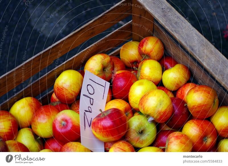 Access Lake Constance apple regionally new harvest Wooden box Apple Nature Food Fruit Fresh Delicious Juicy Harvest naturally Environment cute Red Apple harvest