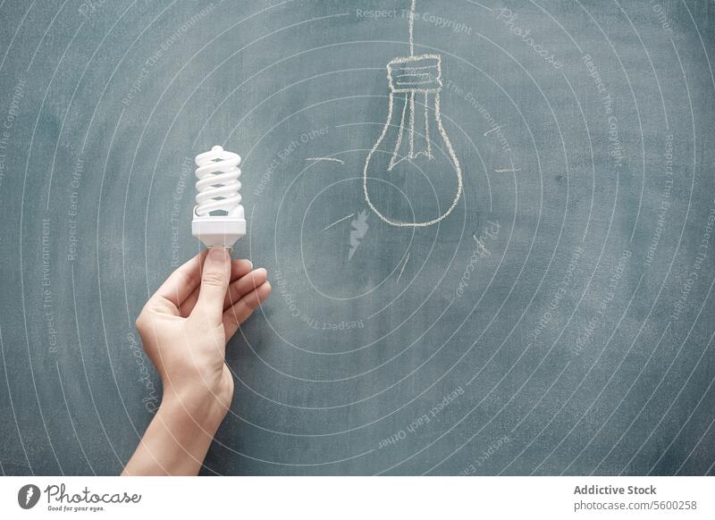 blackboard drawing  light bulb - a Royalty Free Stock Photo from Photocase