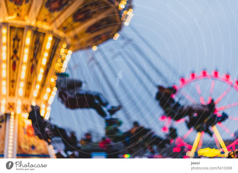Get off to a flying start motion blur Speed Vertigo Flying children swift Chairoplane Carousel Attraction Christmas Fair Ferris wheel Rotation Fairs & Carnivals
