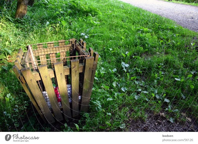 garbage idyll Colour photo Exterior shot Deserted Copy Space right Day Twilight Sunbeam Central perspective Trip Summer Hiking Nature Sunlight Warmth Grass