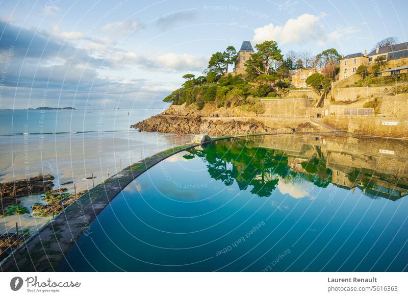 Beach and the swiming pool in Dinard city. Photography taken in France Ille-et-Vilaine beach bretagne brittany coast dinard landscape sea swimming tourism