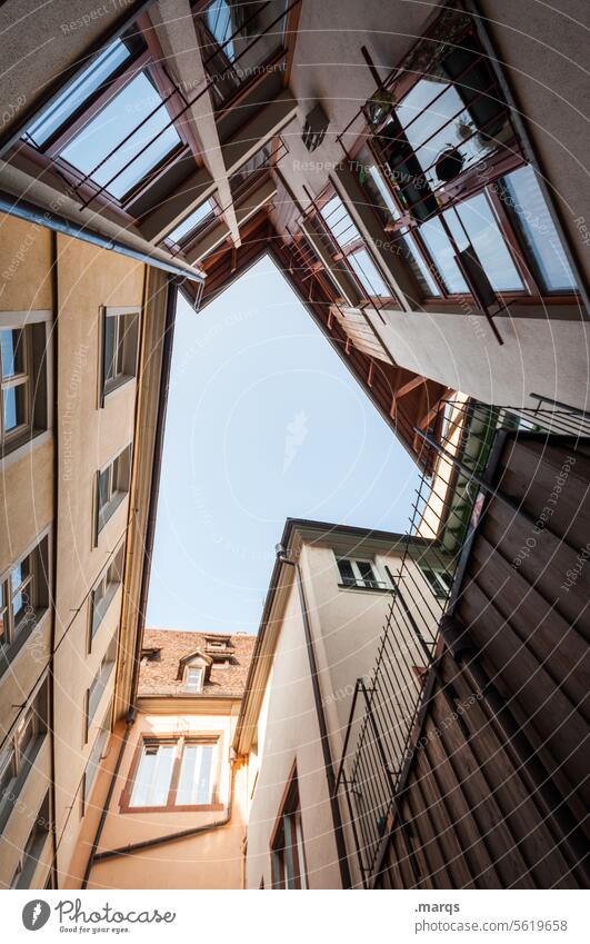 Corner courtyard Worm's-eye view Skyward Perspective Interior courtyard Facade Architecture Building House (Residential Structure) Window Real estate market