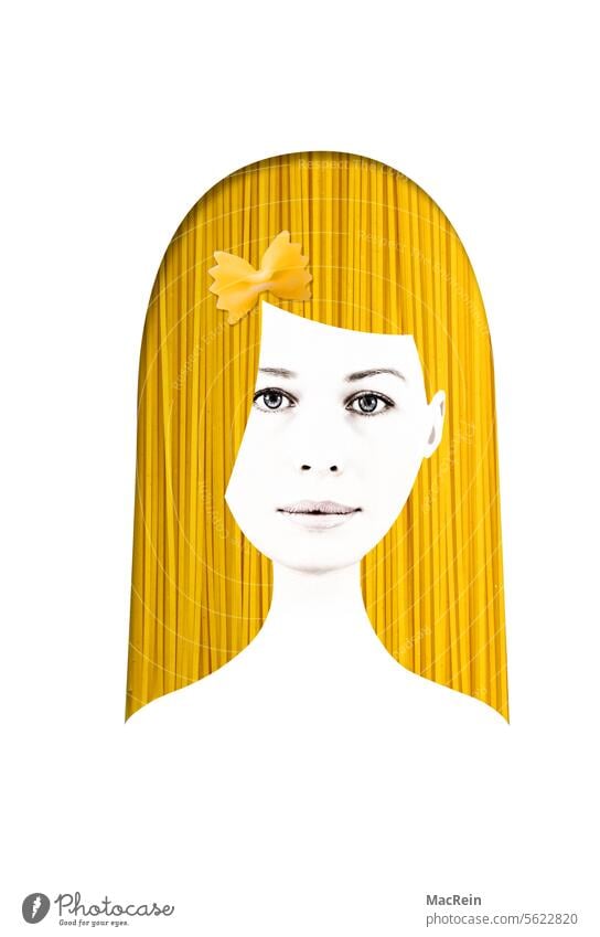Spaghetti hair with bow pastes Food and drink; Noodles; Noodles;n; Kitchen Italian gatronomy portrait Farfalle