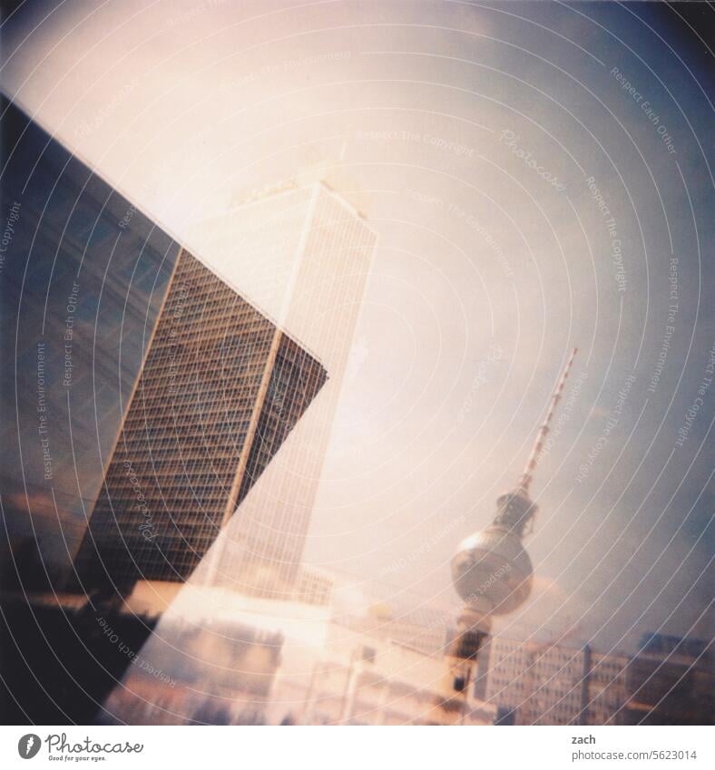 My very last favorite topic | Berlin chaos Analog Slide Holga Double exposure Lomography Cross processing Scan Tower Television tower Berlin TV Tower Town