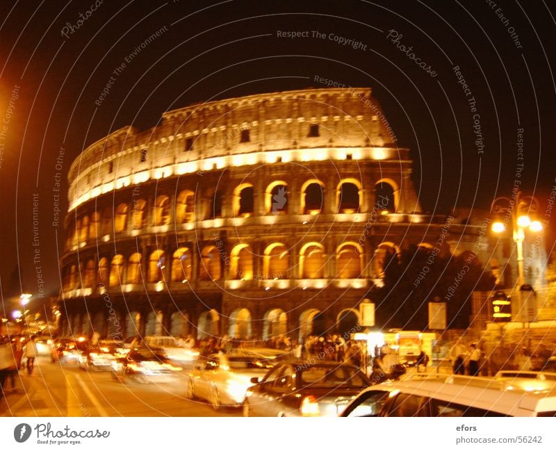 Colosseum Rome Italy Night Light Building