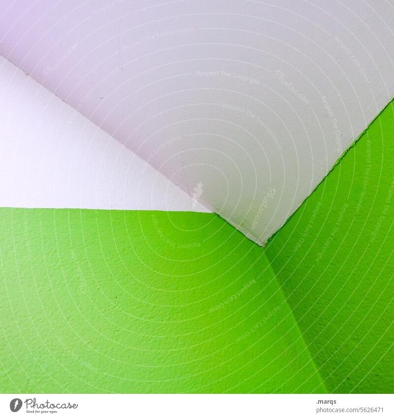 lime Limone Sharp-edged Simple Minimalistic Geometry Modern Background picture Illustration White Design Detail Green Bright Bright green Interior design Corner