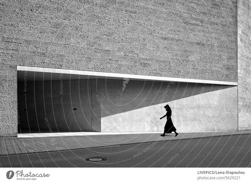 Entrance of a building in the visual arts in black and white full frame Niche Architecture backgrounds black-white Building Building exterior Central Europe