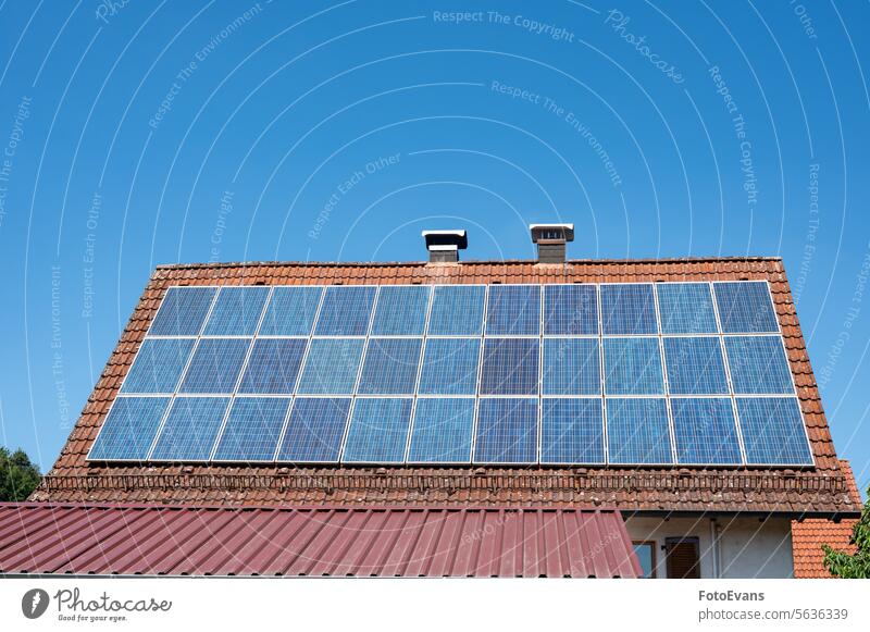 Solar panel on a roof photovoltaic alternative Copy Space climate environmentally friendly concept environmental protection solar cell background renewable