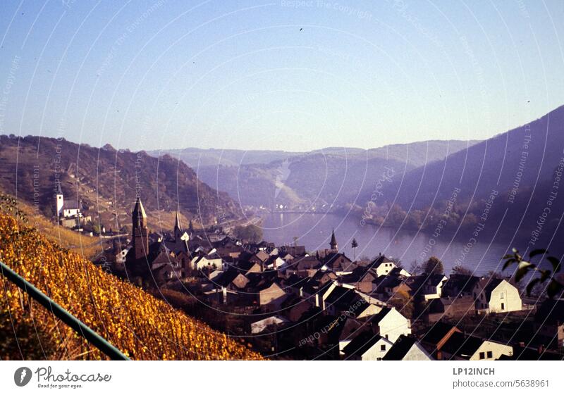Times past II. Analog slides wine-growing area Slide Photography River Moselle Rhine Water Village Tourism House (Residential Structure) Exterior shot Scan