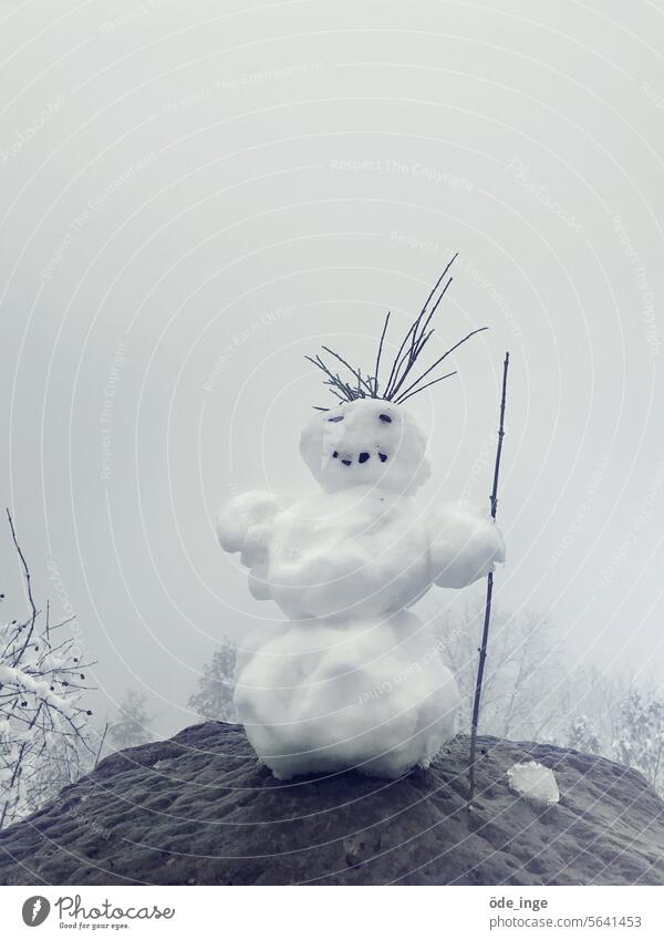 The hairstyle fits. Snowman Winter Cold White Frost Seasons Infancy Playing Ice Nature