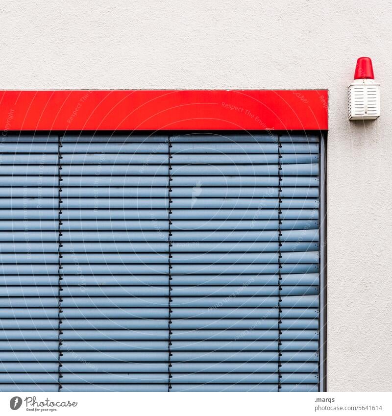 Closed system White Facade Gray Roller shutter Opening time lowered Venetian blinds Roller blind Metal Building lines Architecture Minimalistic Arrangement