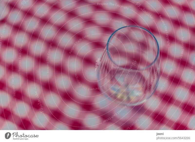 A wine glass on a red checkered tablecloth Wine glass Vine Checkered Red Pattern Italy Italian To enjoy Alcoholic drinks Beverage Drinking Glass lifestyle