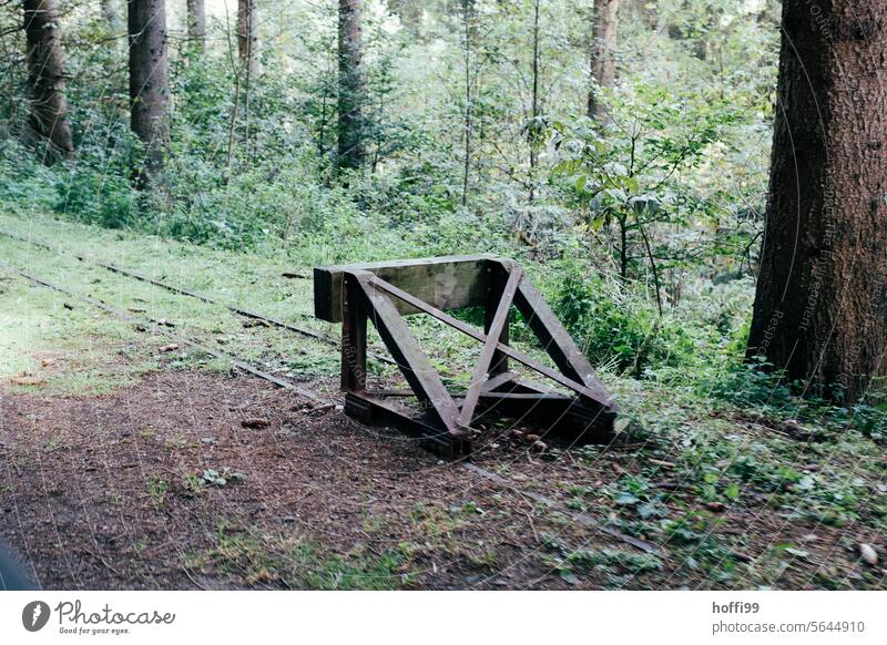 Lonely buffer stop of a disused railroad line in the forest Track decommissioned railway line Old Railroad Railroad tracks Transport Rail transport rails