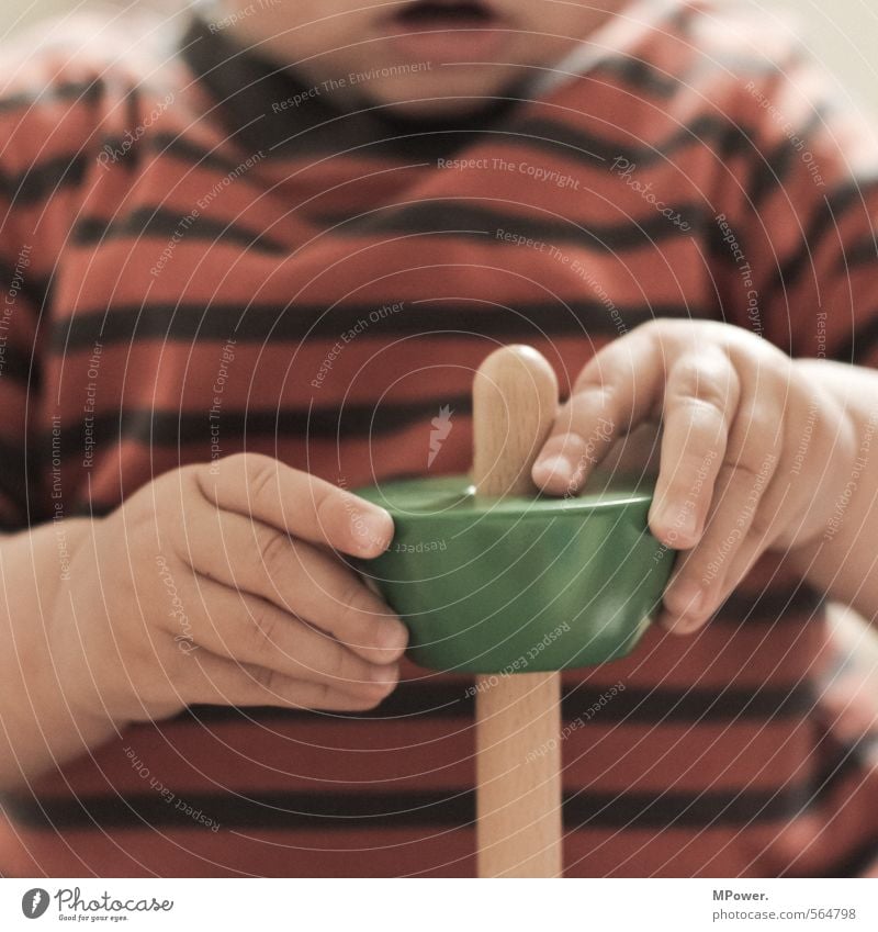 learning by doing Beautiful Playing Child Study Baby Toddler Infancy Mouth Hand Fingers 1 Human being Toys Wood Stripe String Discover Sweet Childhood memory