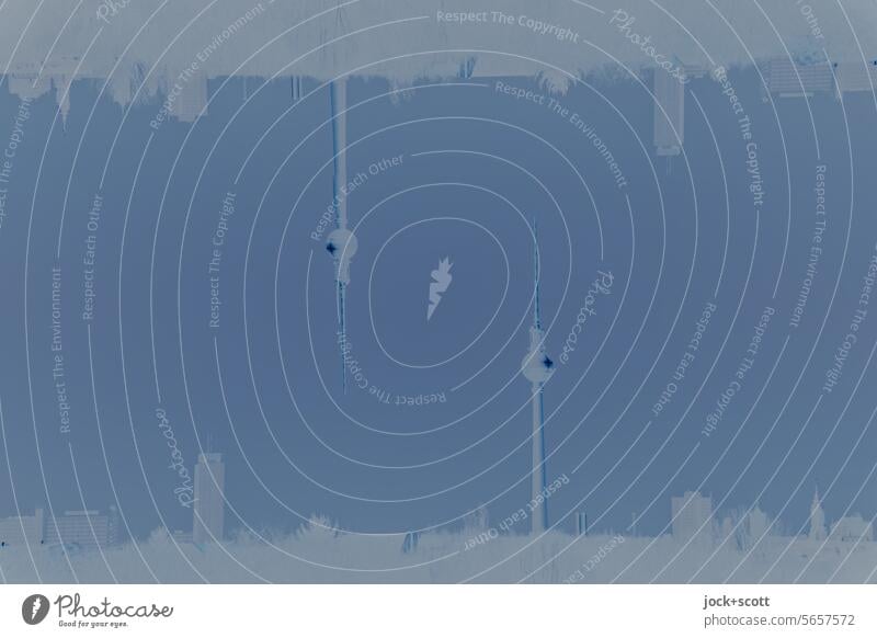 Oh Berlin, Berlin Berlin TV Tower Double exposure Negative image Reaction Experimental Abstract Silhouette Exceptional Illusion Irritation Surrealism